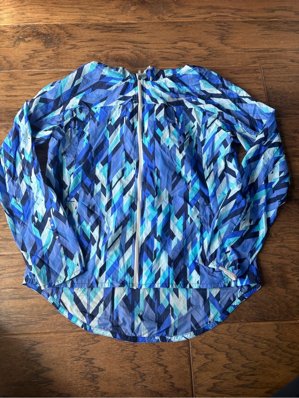 Nike Blue Teal Geometric Camo Windbreaker Jacket